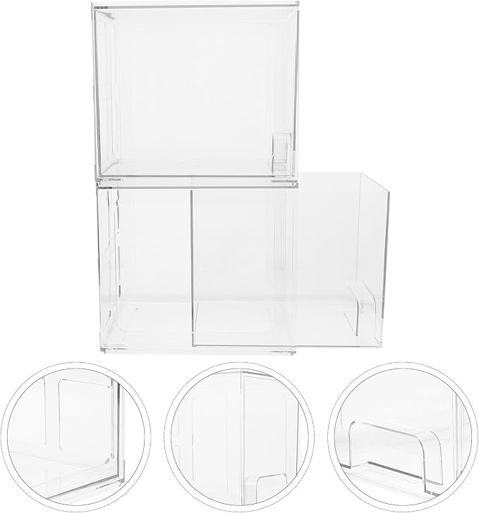Didiseaon 2 Pcs Desktop Makeup Organizer with Drawers Large Capacity Pet Cosmetic Storage Box for Protecting Makeup Stylish and Simple Design for Home or Office