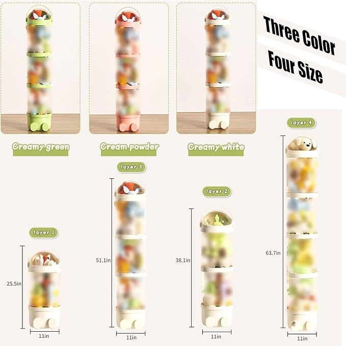 Clear Storage Tube Organizer, Vertical Stuffed Animal Display Container with Pull Button, PET Storage Tower for Plush Collection and Home Organization (GNB, 51.18 in)