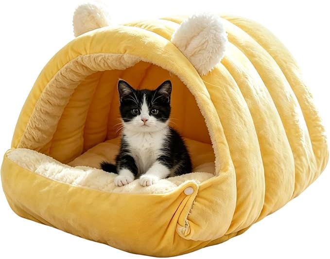 Dog Cave Bed - Soft Warm Washable Pet House Dome, Zipper Sleeping Nest | Ccozy Plush Puppy Bed, Comfortable Indoor Pet Shelter | Resting Space For Small Dogs And Cats In Daily Use