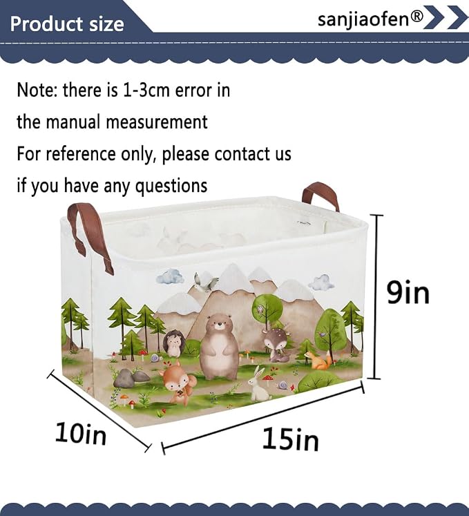 Sanjiaofeng Rectangular Forest Animals Kids Laundry Basket Animal Hamper for Nursery Waterproof folding Kids Storage Basket Woodland Animals Room Decor Books Box Gift Baskets(Mountain animal)