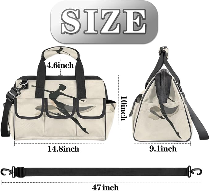 Ballerina Heavy Duty Tool Bag 14.8 Inch Dance Ballet Portable Soft Tool Box Organizer Storage with Adjustable Shoulder Strap