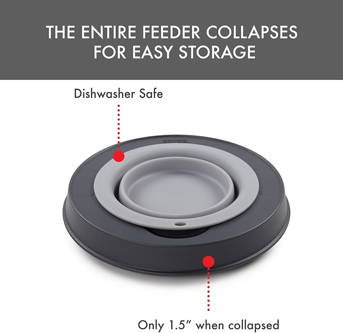 Dexas Pets Single Elevated Pet Feeder/Pet Bowl, Large/ 4 Cup Capacity, Light Gray