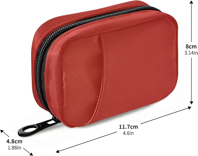 Basic Red Pill Case, Portable Weekly Pill Box Bag Container 7 Days Pill Organizer Vitamin Supplement Holder with Zipper for Travel Family Business