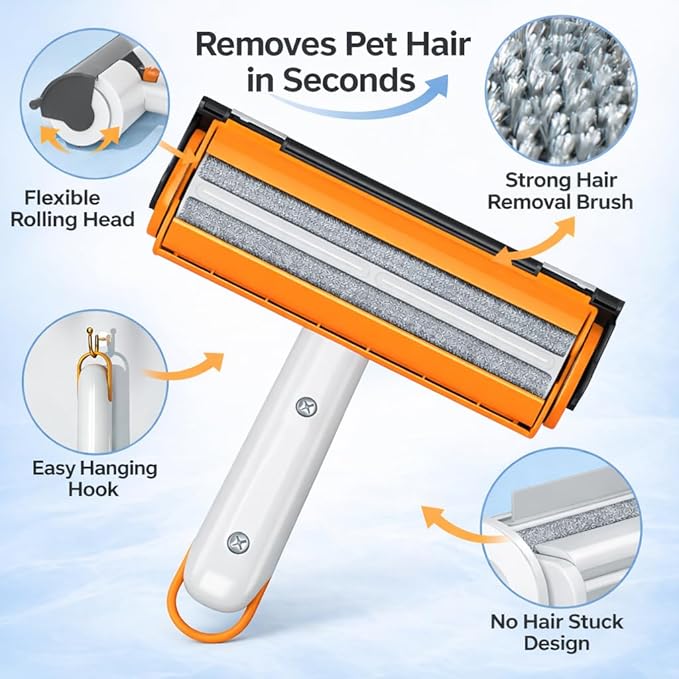Pet Hair Remover for Furniture, Reusable Pet Hair Removal Tool, Self Cleaning Fur Remover for Couch, Carpet, Rugs, Bedding & Car Seats, Dog & Cat Hair Remover