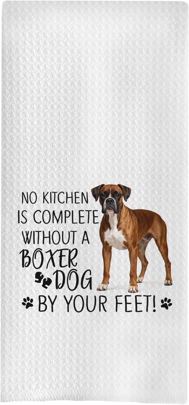 Boxer Dog Kitchen Towels Decor - Boxer Dogs Gifts for Dog Lovers Women, No Kitchen is Complete Without These 16x24 Hand & Dish Towels