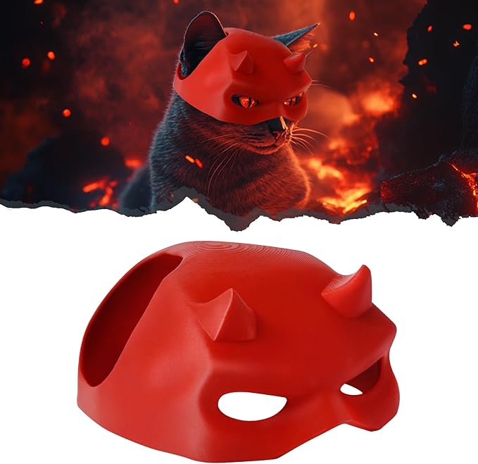 Yipintang Cat Bat Mask Halloween Costumes Accessories for Cats, Cat Bat Cosplay Apparel (Medium, Red Devil)