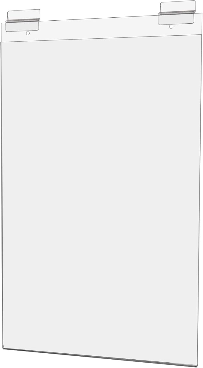 Marketing Holders 2 Pack Slatwall Sign Holder for 11" x 17" Large Announcements Clear Acrylic Ad Sleeve Slot Wall Mount for Hours of Operation Price Sheets and Flyers for Offices and Hotels