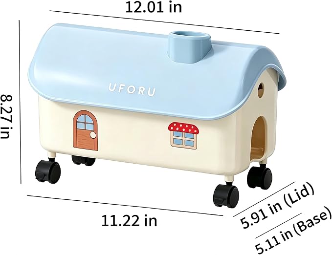 Cable Management Box with Decorative Beads, House Shaped Power Strip Storage, pet Proof Cord Concealer, Rolling Wire Organizer, Maple red Decorative Cord Box
