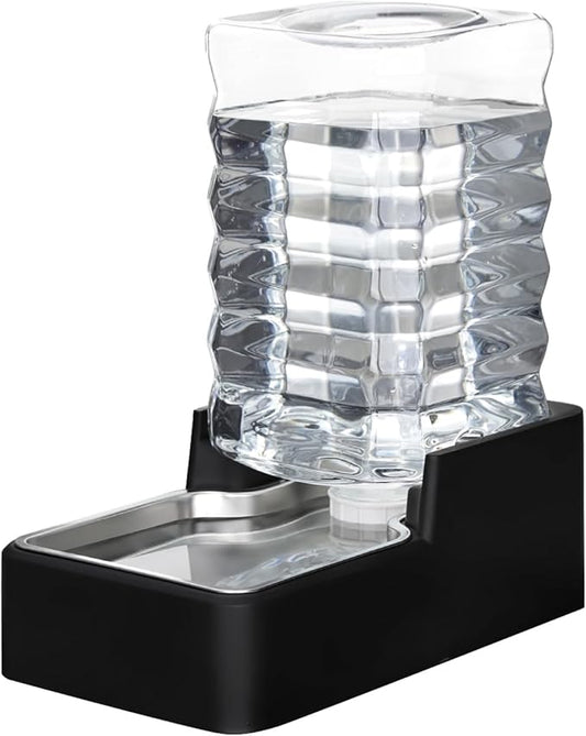 RIZZARI Stainless Steel Pet Water Feeder: 8L Gravity Leak-Proof Auto Refill Water Dispenser -Space-Saving- Anti-Tip Non-Slip Base -No Filter- Easy Clean - for 20-35 LB Dogs - Apartment/Home/Office