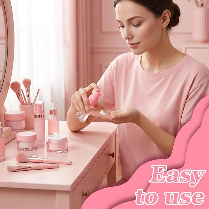 6 Pack Empty 10ml Plastic Pump Bottles Cream Shampoo Lotion Pump Bottle Refillable Sample Travel Bottles Toiletries Liquid Container Jar Pot Vial for Cosmetic Make-up (Transparent)