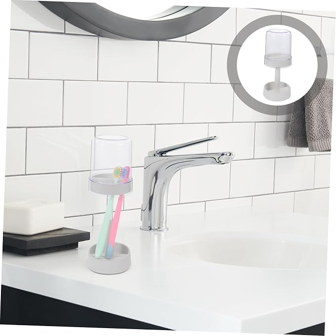 BESTYASH Toothbrush Holder with Lid Slots Toothpaste Storage Rack for Electric Toothbrushes Portable Modern Design Organized Clean Counter for Boys and Girls Adults