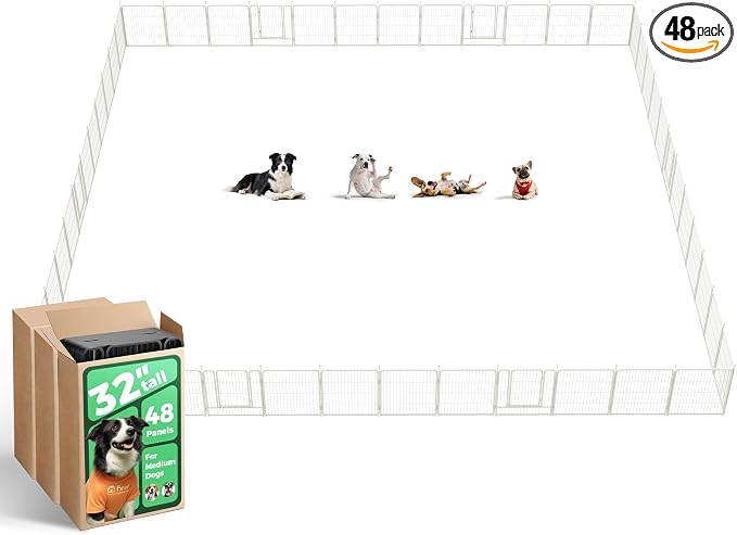 FXW Rollick Dog Playpen, Indoor, Yard & RV Camping, 32" H, 48 Panels | Easy setup, Heavy-duty, DIY layouts, for Small & Medium Dogs, Patented