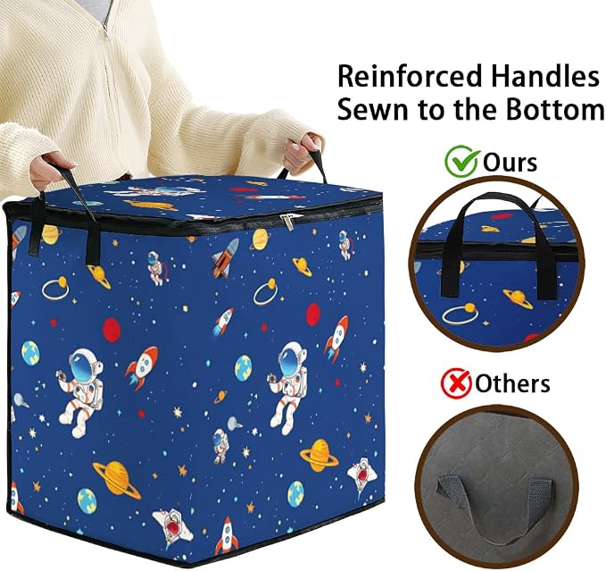 2pcs blanket storage bag for under bed,closet organizers 95L | clothing sweater sheet bedding comforter duvet quilt pillow toy storage bags with lids,dorm room essentials for containers