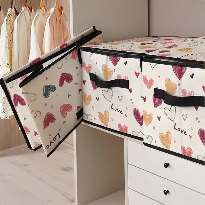 Stackable Clothes Storage Bins with Lids 3 Pack | Closet Organizers Fabric Box for Home and Office,Blanket Clothes Organizers,Under Bed Storage Containers