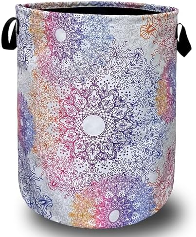 Colorful Mandala Laundry Basket Foldable Oxford Cloth Hamper 18.9"x16.5"