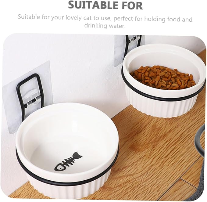 1Set Self Adhesive Pet Bowl Wall Bracket Dog Feeding Bowl Rack for Cats Dogs Space Saving Design for Wall Mounted Food and Water Holders Black