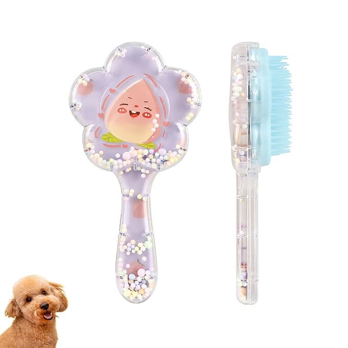 Soft Dog Brush for Small Dogs | Gentle Puppy Brush for Yorkies, Shih Tzus, Maltipoos & Maltese | Pet Hair Removal Brush with Soft Bristles | Dog Brush for Shedding (Blue Peach）