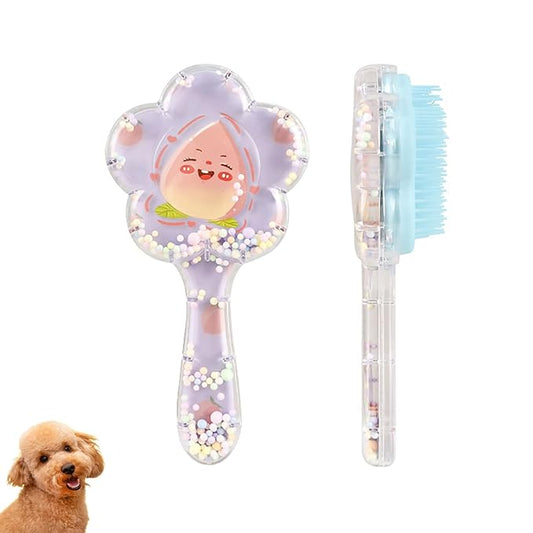 Soft Dog Brush for Small Dogs | Gentle Puppy Brush for Yorkies, Shih Tzus, Maltipoos & Maltese | Pet Hair Removal Brush with Soft Bristles | Dog Brush for Shedding (Blue Peach）
