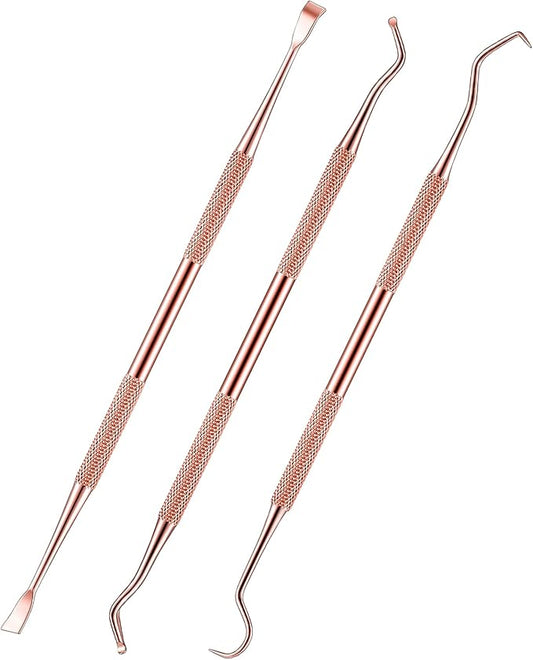 Hotop 3 Pieces Dog Dental Tooth Scaler and Scraper Stainless Double Headed Tarter Removing Tool Scraper Pet Teeth Cleaning Tools for Dog and Cat (Rose Gold)