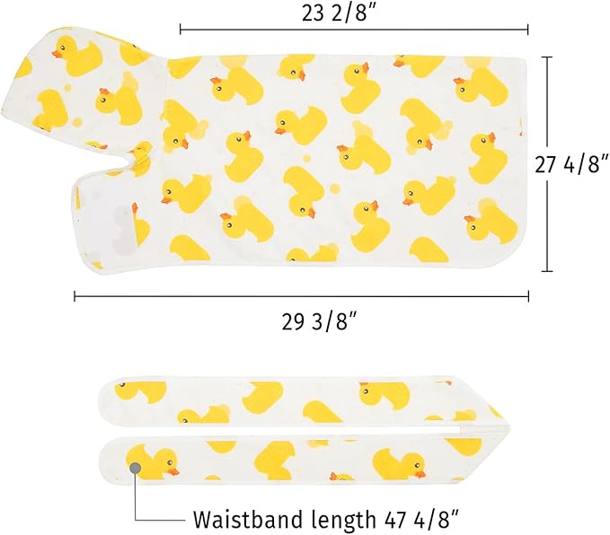 HDE Dog Bathrobe Super Absorbent Quick Drying Puppy Towel Wrap Coat Adjustable After Bath Robes with Hood for Dog Sizes S-XXL White Rubber Ducks L