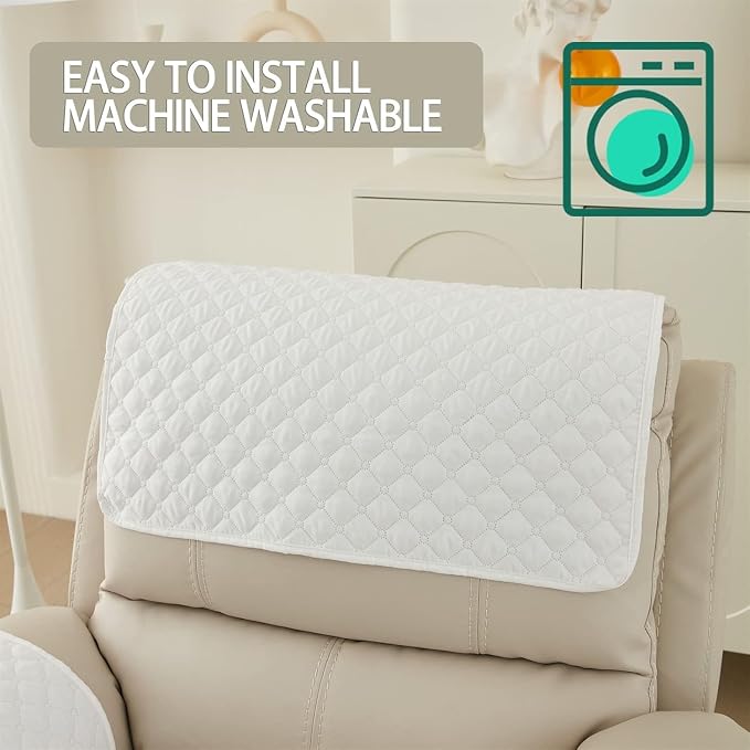 Armrest Covers Armchair Slipcover, Couch Arm Covers Recliner Covers with Storage Pockets Armrest Protector for Chair Sofa(White,1 Seat | 3 Piece Set)