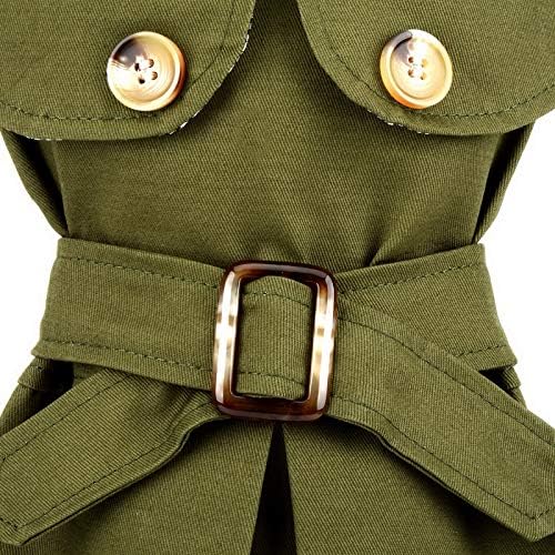 PAIDEFUL Trench Coat for Small Dogs, Green, L
