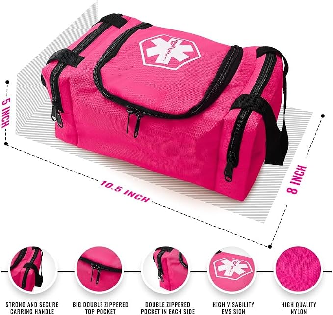 ASA TECHMED First Aid Responder EMS Emergency Medical Trauma Bag EMT, Fire Fighter, Police Officer, Paramedics, Nurse, Pink