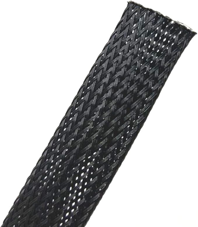 PET Expandable Braided Cable Sleeve Black 1.25 Inch x 25 FT