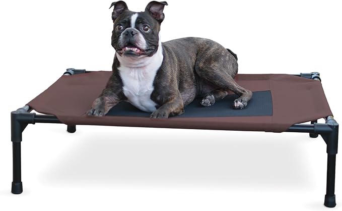 K&H Outdoor Elevated Dog Bed, Cooling Raised Dog Bed, Chocolate, Medium