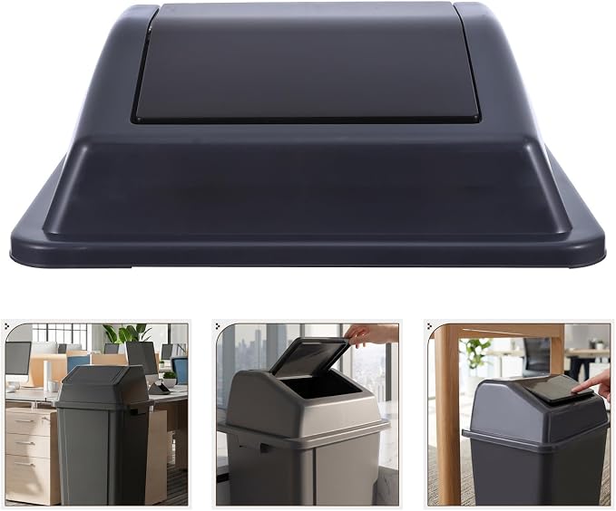 L Plastic Swing Lid Trash Can Replacement Cover for Commercial Trash Bin with Easy Installation and Safe Handling Suitable for Mall and Pet Food Storage