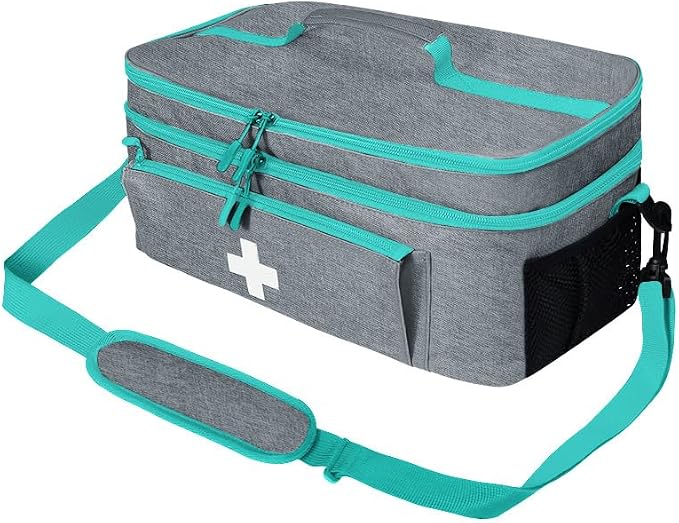 Boczif First Aid Bag Empty, Emergency Kit Bag(Grey with shoulder strap) | Pill Bottle for Emergency Trauma Medical Kits Supplies Waterproof, Ideal for Home, Travel, Outdoor