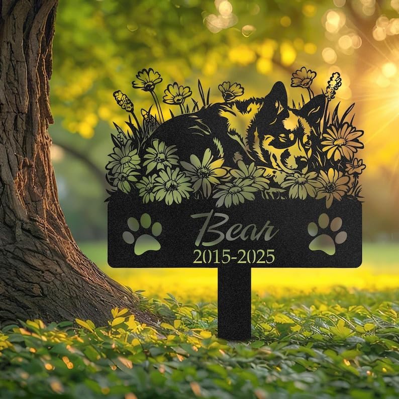Custom Australian Cattle Dog Memorial Stake, Dog Loss Decor, Garden Tribute | Pet Memorial Gifts for Dogs, Grave Marker, Grave Decorations for Cemetery, Dog Dad Gifts, Back Yard, Garden Decor