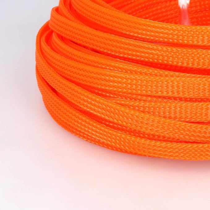 Heyiarbeit 10m/32.8ft PET Expandable Braid Cable Sleeving Flexible Wire Mesh Sleeve Orange 4mm
