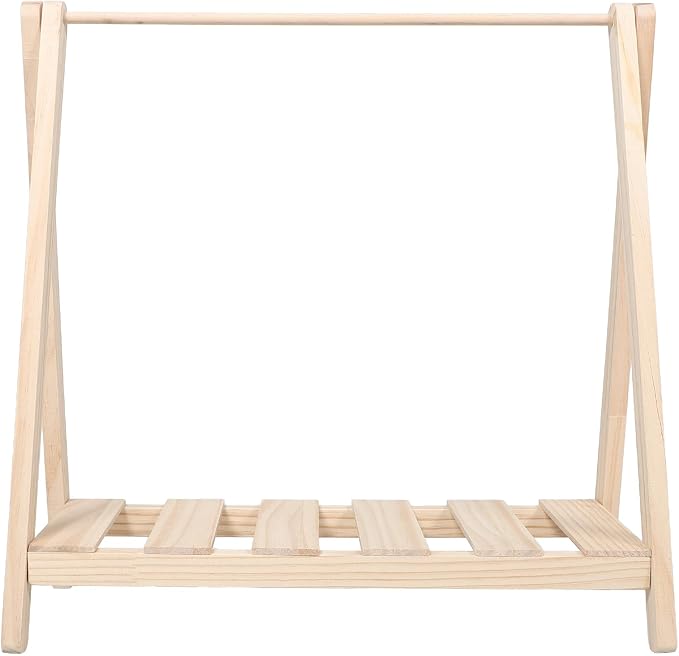 Lurrose Wooden Pet Clothing Rack, for Small Dog and Cat Clothes, 20 Inch | Pet Clothes Display Hanger, For 3.5kg Puppy And Kitten Holds 6-8 Outfits, Easy To Assemble