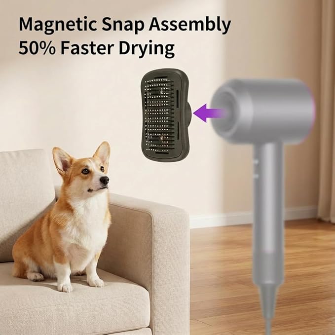 LUMIXA Heated Pet Grooming Brush, Third-Party Accessory Compatible with Dyson Supersonic Hair Dryer HD01 HD02 HD03 HD04 HD08 HD15, Professional Deshedding Tool for Dogs & Cats (Dryer Not Included)