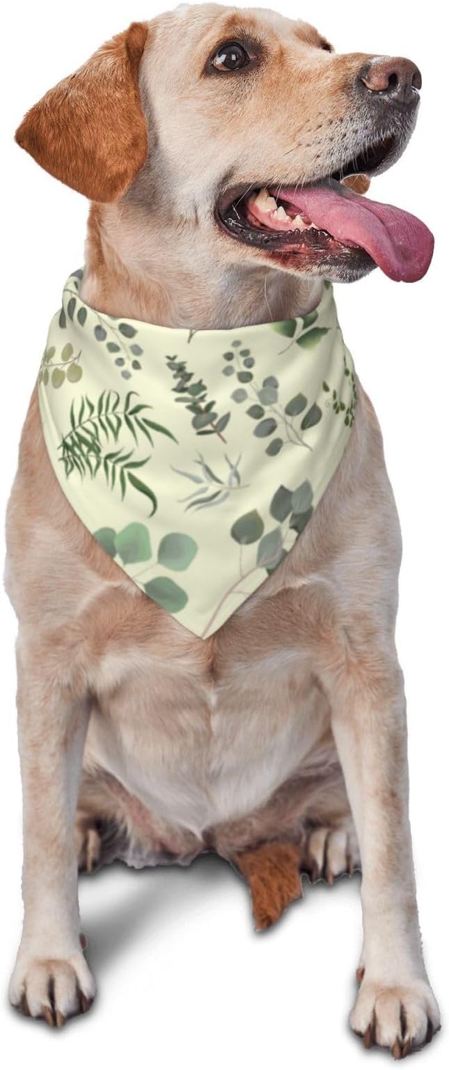 Sage Green Dog Bandana,Adjustable Triangle Bibs Dogs Scarf,Puppy Neckerchief Dog Cat Bib for Spring Summer (Cream Yellow)
