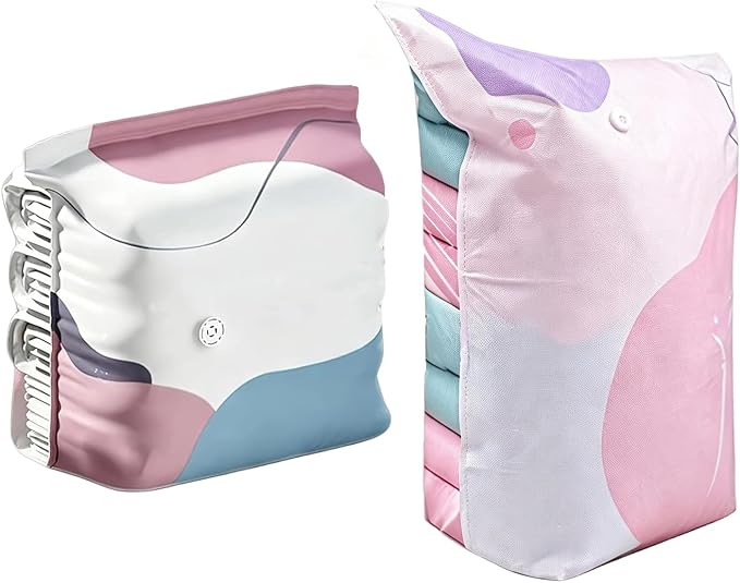 Bedding Vacuum Storage Bags for Comforters Blankets Clothes, G L | Upright Compression Organizers for Closet Shelf Dorm Moving Travel with Zippers Seal Design