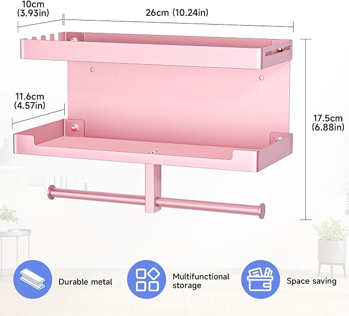 Dog Leash Holder for Wall, Leashes Hanger, Wall Mounted Dog Stuff Storage and Organizer, Metal Key Holder Pet Leash Hooks for Leashes, Training Treats, Chew Toys, Keys, Large (Rose Gold)