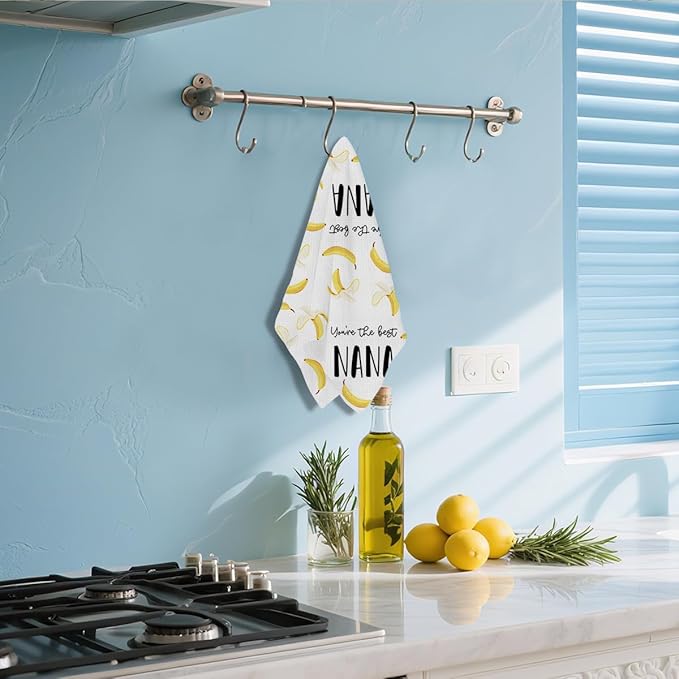 Nana Gifts Banana Kitchen Towels 24x14 Inch, Nana Gift from Grandkids Reusable Dish Towels for Kitchen Bathroom Decor, Waffle Weave Absorbent Hand Cloth Tea Towel, Grandma Gifts for Mothers Day