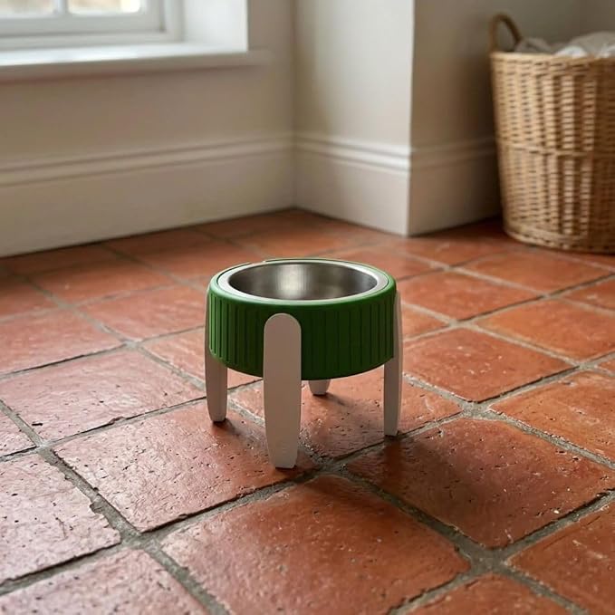 Pet Station Elevated Dog Bowl Stand for 6.8 in. Bowls - 3D Printed Dog Feeder - Adjustable Height Legs and Magnetic Fridge Mount Feeding Station - Made in USA (White, Bowl + Large Legs)
