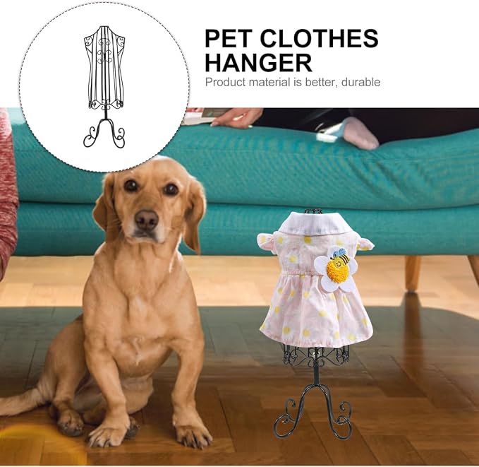 STOBOK Pet Clothes Rack 16.14X5.51 Inch Metal Wire Mannequin Stand for Puppy and Cat Garment Display and Costume Storage Organizer