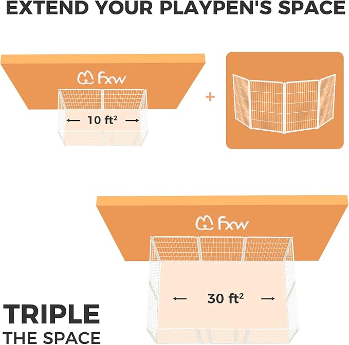 FXW Homeplus Indoor Dog Playpen, 40" H, 4 Panels, for Medium & Large Dogs | Stress-free play, Heavy-duty, Semi-open design, Easy setup, Threshold-free gate, Expandable, Patented