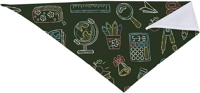 Teacher's Pet Dog Bandana,Funny Bandana Gift,Photo Prop Accessories for Dog Lovers Owner Gift,Triangle Reversible Fall Scarf, Adjustable (Dark Green)