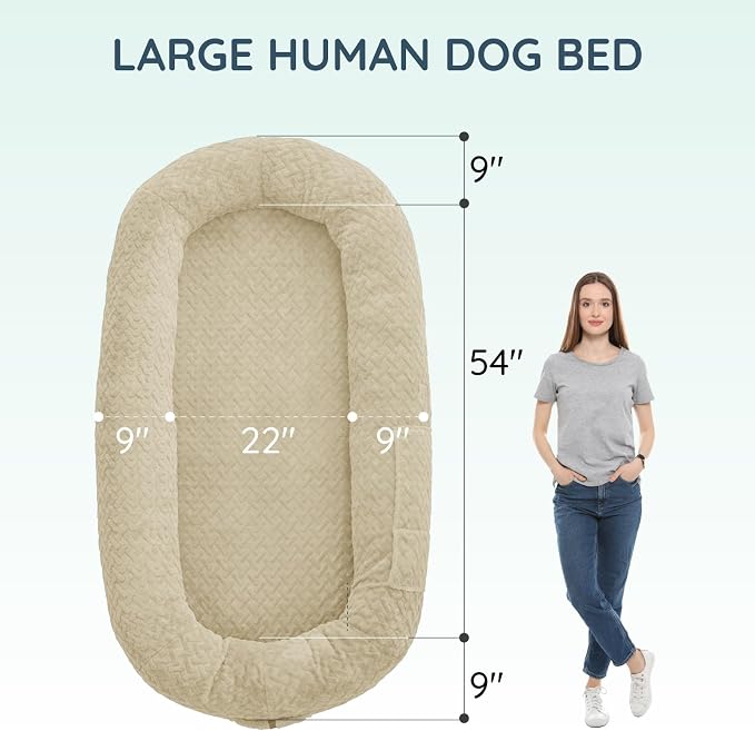 ChiXnuggle Faux Fur Washable Human Dog Bed Cover（Only Human Dog Bed） | 72*40*10,removable replace cover,soft fur,non-slip bottom,linen