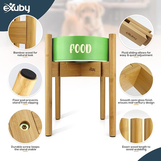 eXuby - 2-Pack Adjustable Dog Bowl Stand for Large Breed dogs - Keeps Your Dog Comfortable While Eating or Drinking - Perfect Height of 14" - Expands to 11.25" - Bowls Sold Separately