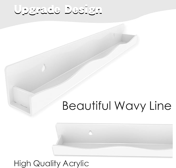 15" Nail Polish Rack Wall Mounted Shelf,6 Pack White Acrylic Nail Polish Organizer Nail Supplies for Nail Techs,Great Display for Salons Retailers, YMVVWHITE 003