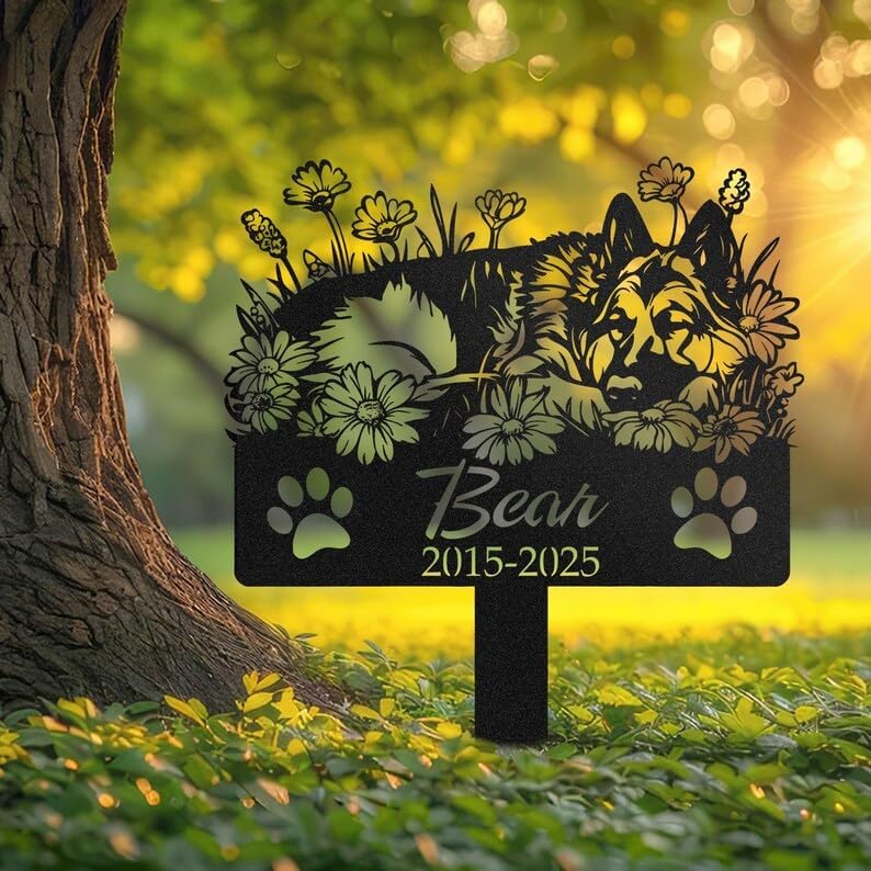 Custom German Shepherd Memorial Stake, Outdoor Remembrance Yard Sign | Pet Memorial Gifts for Dogs, Grave Marker, Grave Decorations for Cemetery, Dog Dad Gifts, Back Yard, Garden Decor