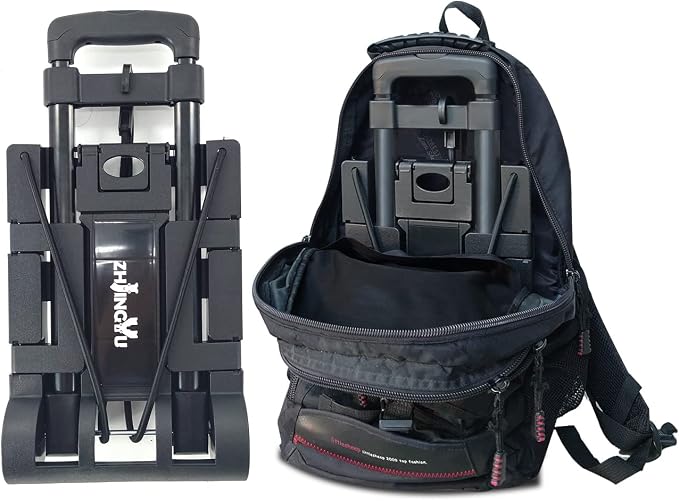 Folding Hand Truck Small Dolly,Foldable Utility cart with 4 Wheels | 2 Elastic Ropes,Foldable cart,Backpack Trolley,Car seat dolly for airport,Travel,Moving,Shopping Lightweight for Women