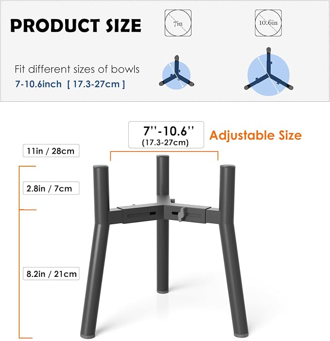 SHAINFUN 2Pack Raised Dog Bowl Stand for Large Dogs, Adjustable Width 7 to 10.6", Elevated Tall Food Water Stand (Bowl Not Included)
