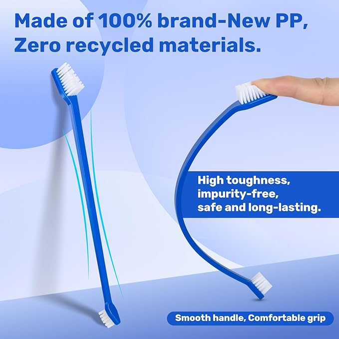 Newday Dog Toothbrush Set of 8 - Dual Headed, Dental Hygiene Convenient Soft Toothbrush to Clean pet Teeth, Dog Tooth Brushes for Small to Large Dogs, Cats, and Most Pets, Teeth Brush in Bulk